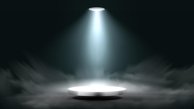 Vector 3d lantern spot illuminates round scene stage