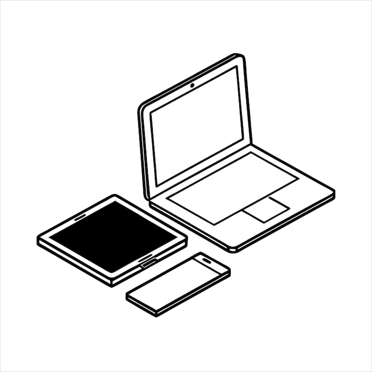 Vector 3d laptop mobile phone and digital tablet pc vector