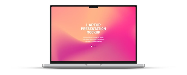 Vector 3d laptop mockup front view isolated on white background notebook device for ui ux app presentation