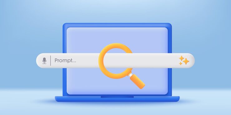 Vector 3d laptop with an ai generative bar icon concept of artificial intelligence input prompt as commands for analyzing data and generating idea by ai minimalist cartoon icon modern vector in 3d style