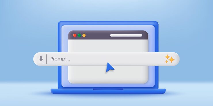 Vector 3d laptop with an ai generative bar icon concept of artificial intelligence input prompt as commands for analyzing data and generating idea by ai minimalist cartoon icon modern vector in 3d style