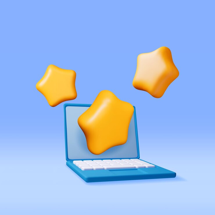 Vector 3d laptop with customer feedback isolated