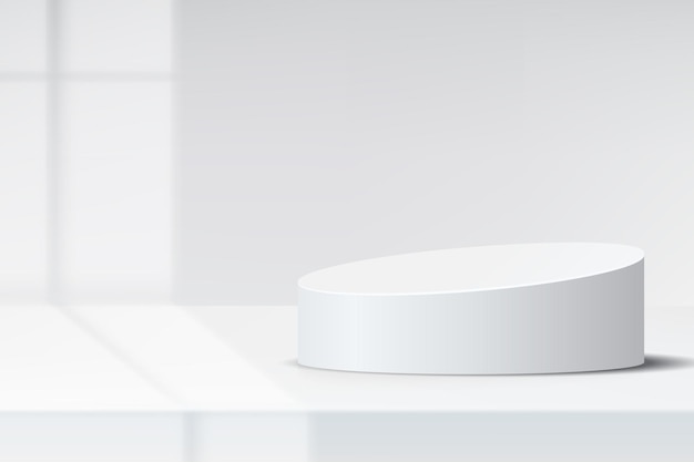 3D-leeg wit rond podium en vensterlicht voor het tonen van producten cosmetische presentatie