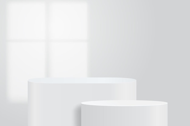 3D-leeg wit rond podium en vensterlicht voor het tonen van producten cosmetische presentatie