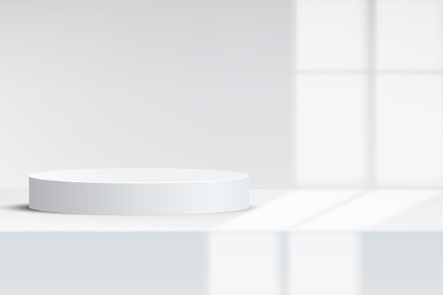 3D-leeg wit rond podium en vensterlicht voor het tonen van producten cosmetische presentatie