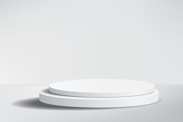 3D leeg wit rond podium op witte studio Blank podium voor product voetstuk tentoonstelling showcase