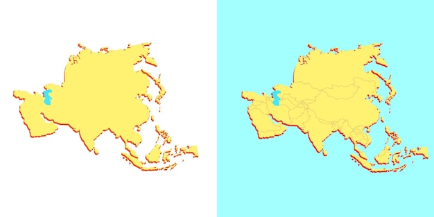 3d lege kaart isometrisch azië continent met landengrens