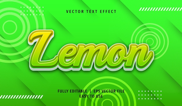 3d lemon text effect, editable text style