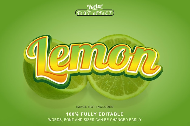 3d lemon text effect, Lemon fruit 3d text style effect template premium Vector