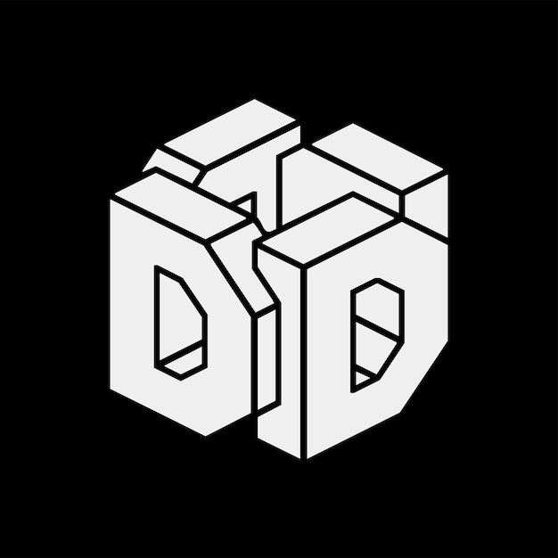 3D-letter D-vector op zwarte achtergrond