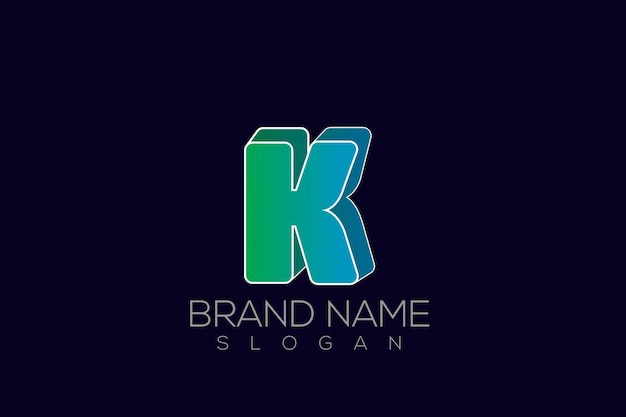 3d letter k vector logo design