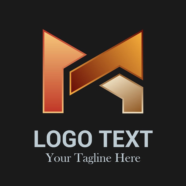 Vettore vettore di progettazione del logo 3d a lettera m su sfondo nero