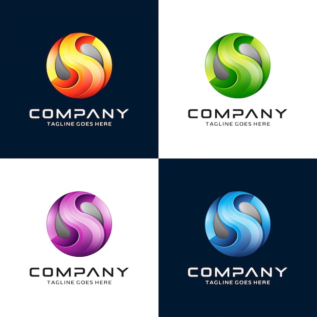 3D letter S logo design with circle logo