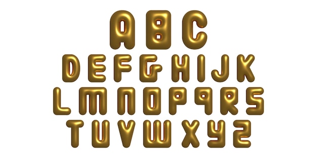 Vector 3d letters the english alphabet y2k style