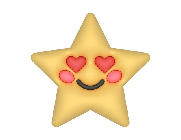 Vector 3d leuke cartoon star in love emoji