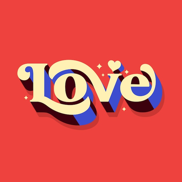 3d liefde tekst in retro stijl typografie vector illustratie trendy typografie vector illustratie