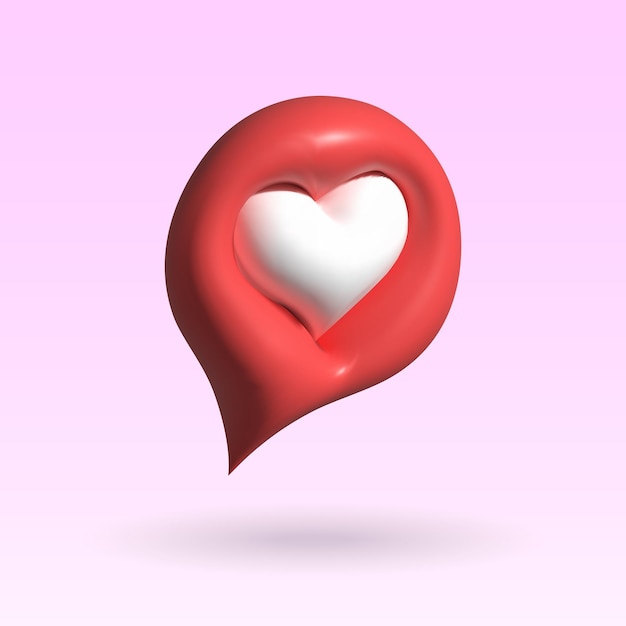 3d liefde zoals hart sociale media vector meldingspictogram geïsoleerd op een witte achtergrond minimale conceptuele 3d icon