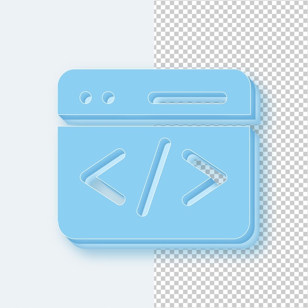 3D Light Blue Ice Tone Coding Icon met bewerkbare achtergrond