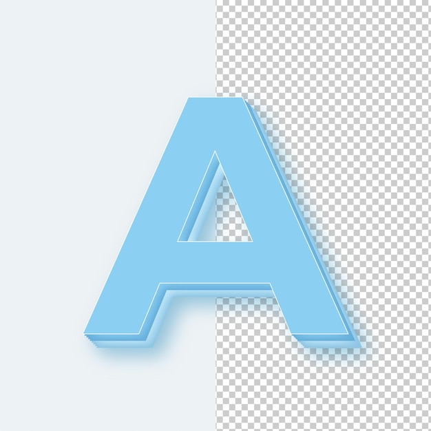 3D Light Blue Ice Tone Letter Een icoon met bewerkbare achtergrond