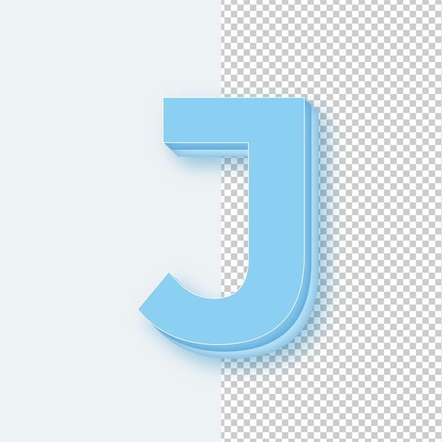 3D Light Blue Ice Tone Letter J Icon with Editable Background