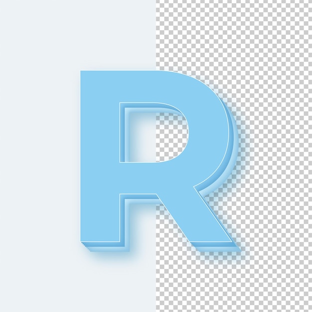3D ライトブルー アイストーン 文字 R アイコン 編集可能な背景