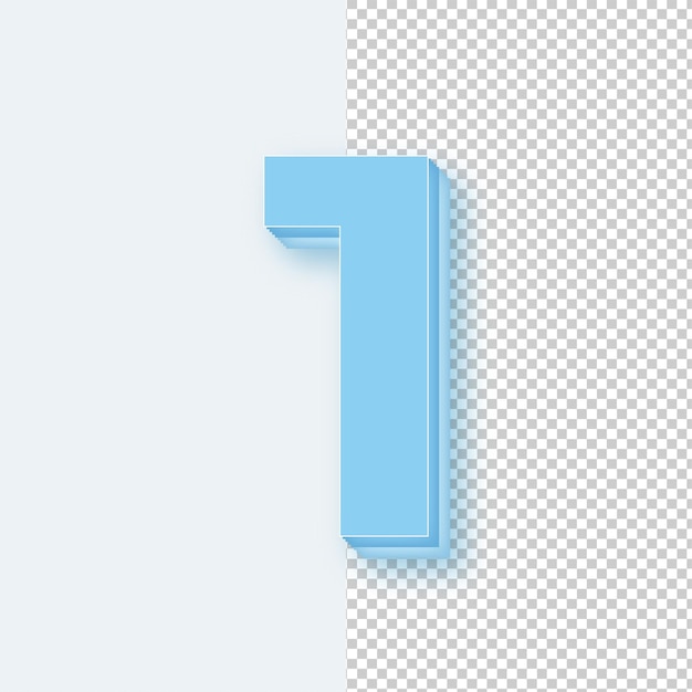 3d light blue ice tone number 1 icon with editable background