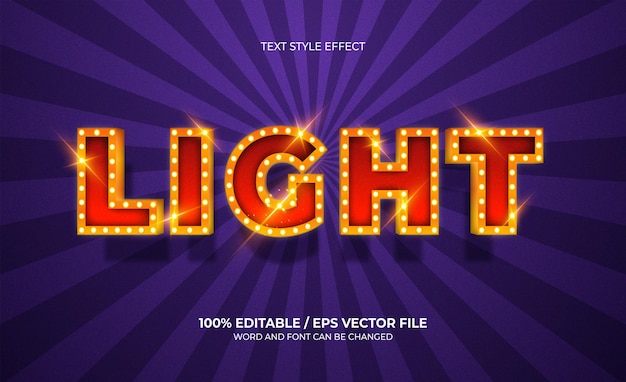 Vector 3d light editable text effect