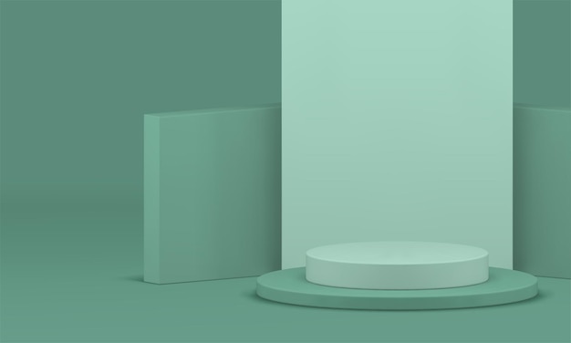 3D светло-зеленый промо-витрина мокет подиума для косметического шоу реалистичная векторная иллюстрация