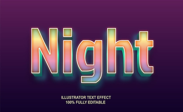 3d light night vector text efect