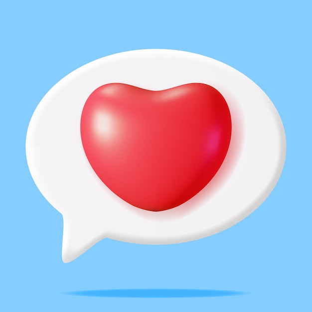 3D Like Icon with Heart Isolated