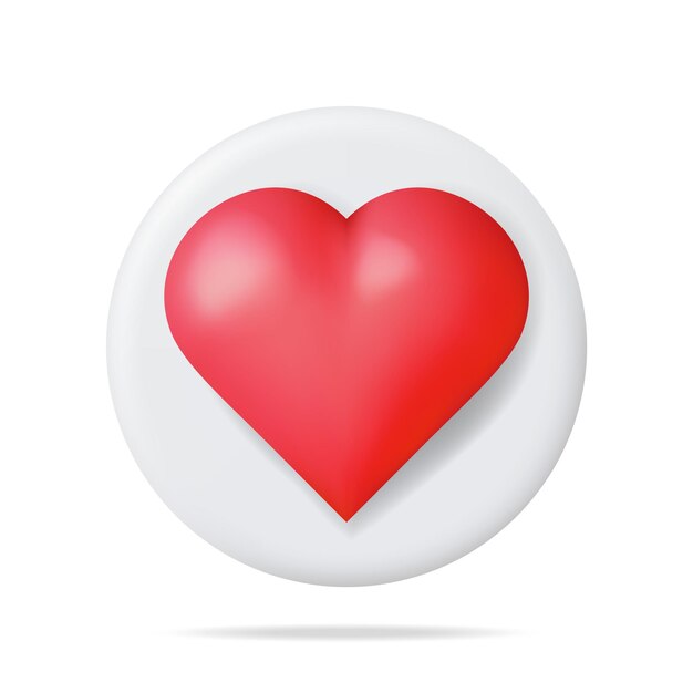 3D Like Icon with Heart Isolated