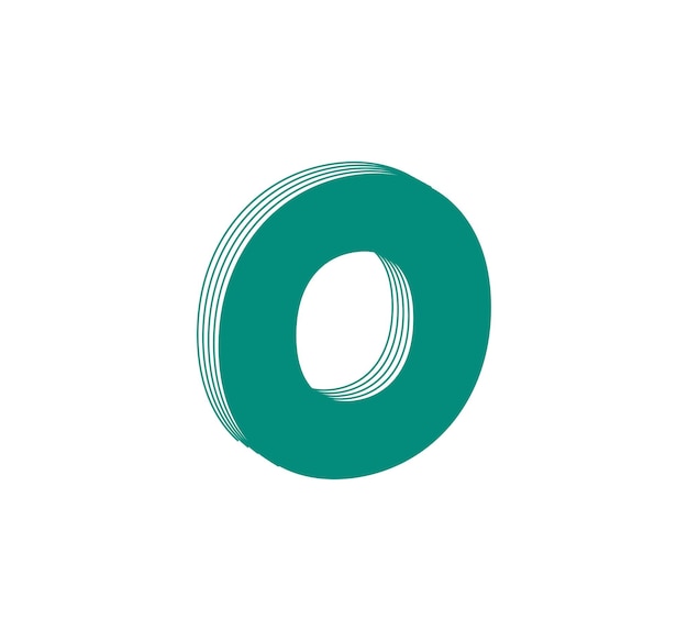 3D Lineair modern logo van letter O. Nummer in de vorm van een lijnstrook. Lineair abstract ontwerp