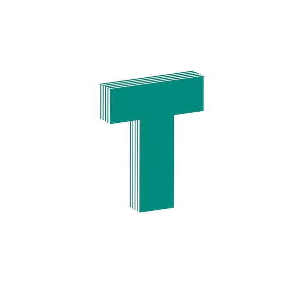 Vector 3d linear modern logo of letter t. number in the form of a line strip. linear abstract design