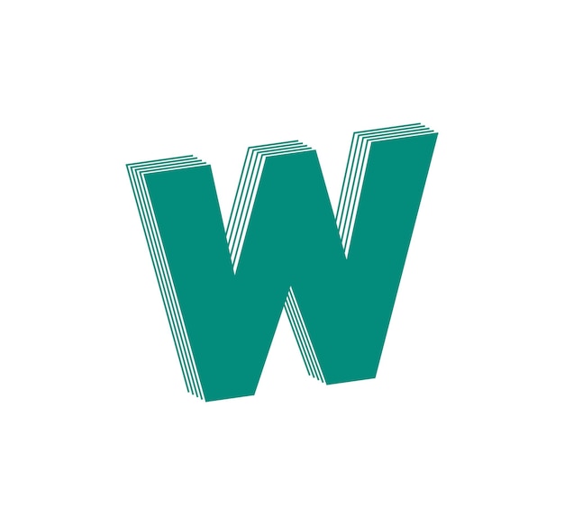 3D Linear modern logo of letter W. Number in the form of a line strip. Linear abstract design