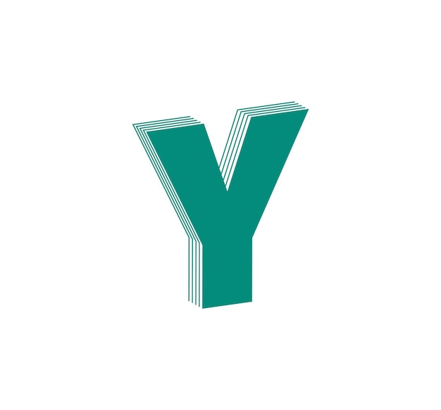 3D Linear modern logo of letter Y. Number in the form of a line strip. Linear abstract design