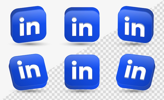 Vector 3d linkedin logo in modern square for 3d social media icons logos or network platform icon frame