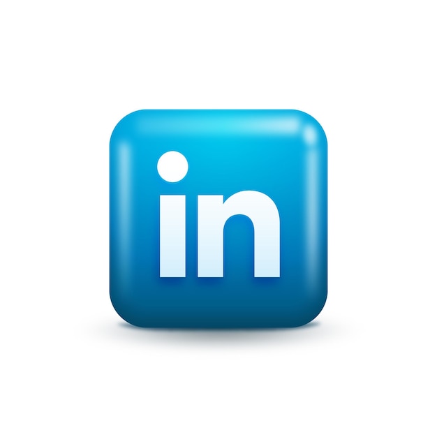 3d LinkedIn logo social media icon and button