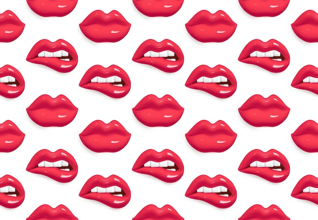3d lippenpatroon met inschrijving Naadloos patroon met lippen