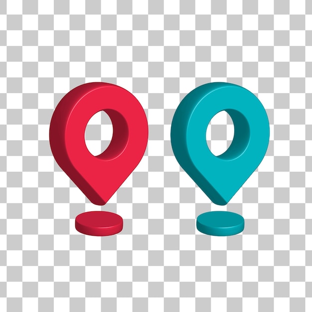 투명한 배경이 있는 3d 위치 지도 GPS 포인터 마커