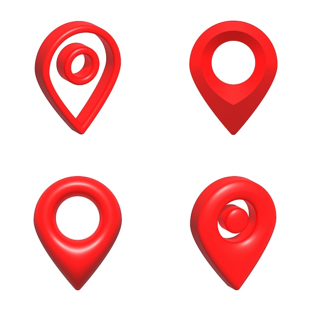 Vector 3d location map pin icons collection
