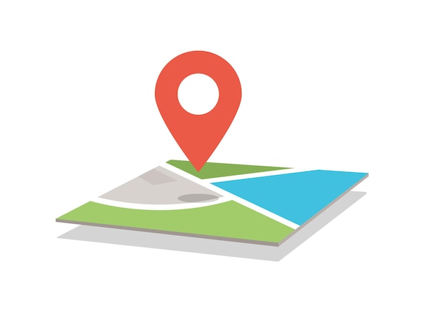 Vector 3d location pin on map glyph vector illustration