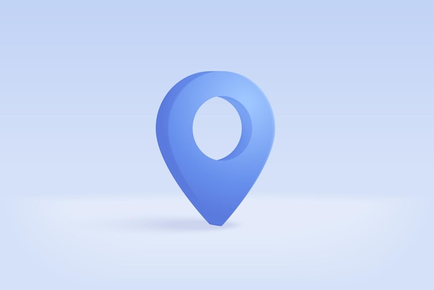 3D location point marker of map or navigation pin icon sign on isolated white background navigation is blue pastel colour with shadow on map direction 3d GPS pin vector rendering illustration