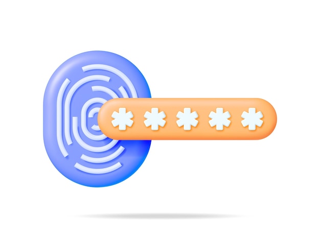 3D Locked Password Field and Fingerprint