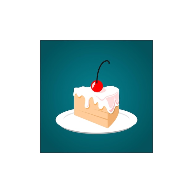 Vector 3d logo of cake slices with cherries on it