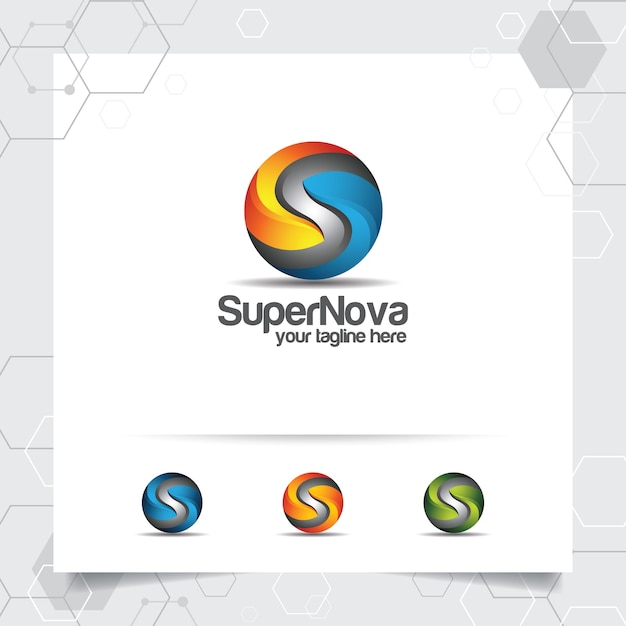 3D logo letter S design vector with concept of sphere and colorful modern style