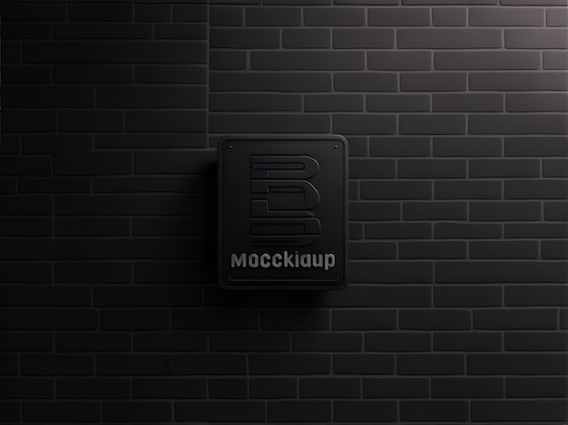 Vector 3d logo mockup on black brick wall