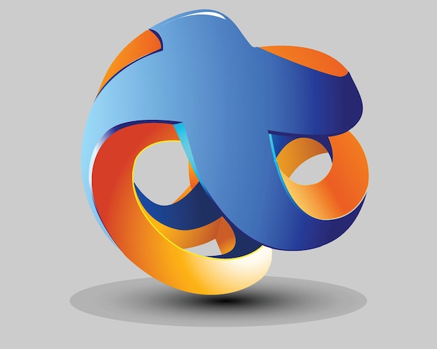 Vector 3d-logo ontwerp bal cirkel gaming gedetailleerd x blauw oranje modern