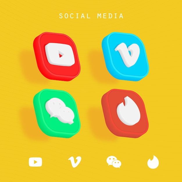 3D-logoset voor sociale media