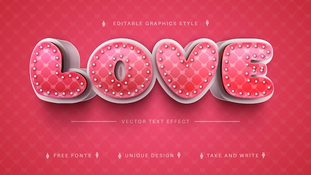 3d love editable text effect, font style