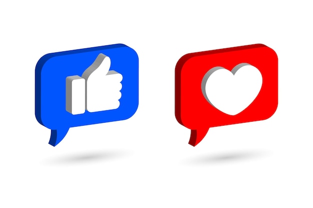 3d Love and like social media icon